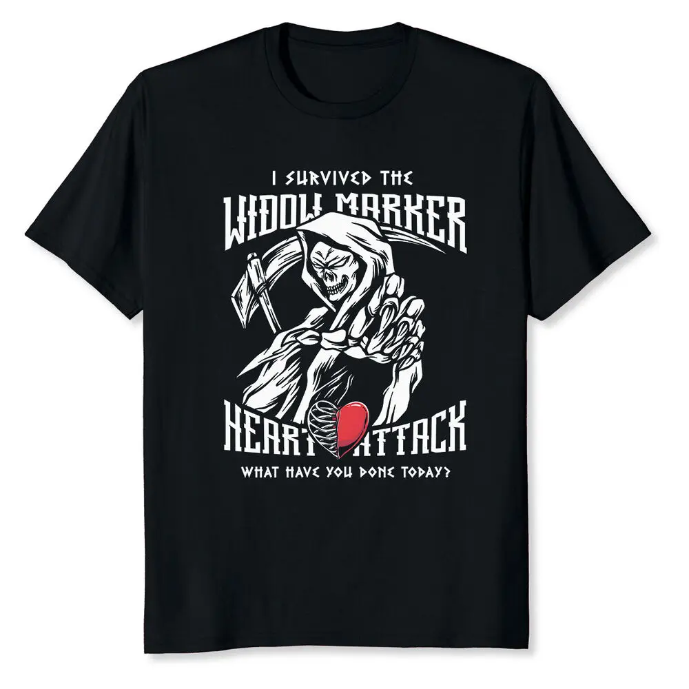 I Survived The Widow Maker Heart Attack What Have You Done T-Shirt Y2K tops Unisex Summer Short Sleeve