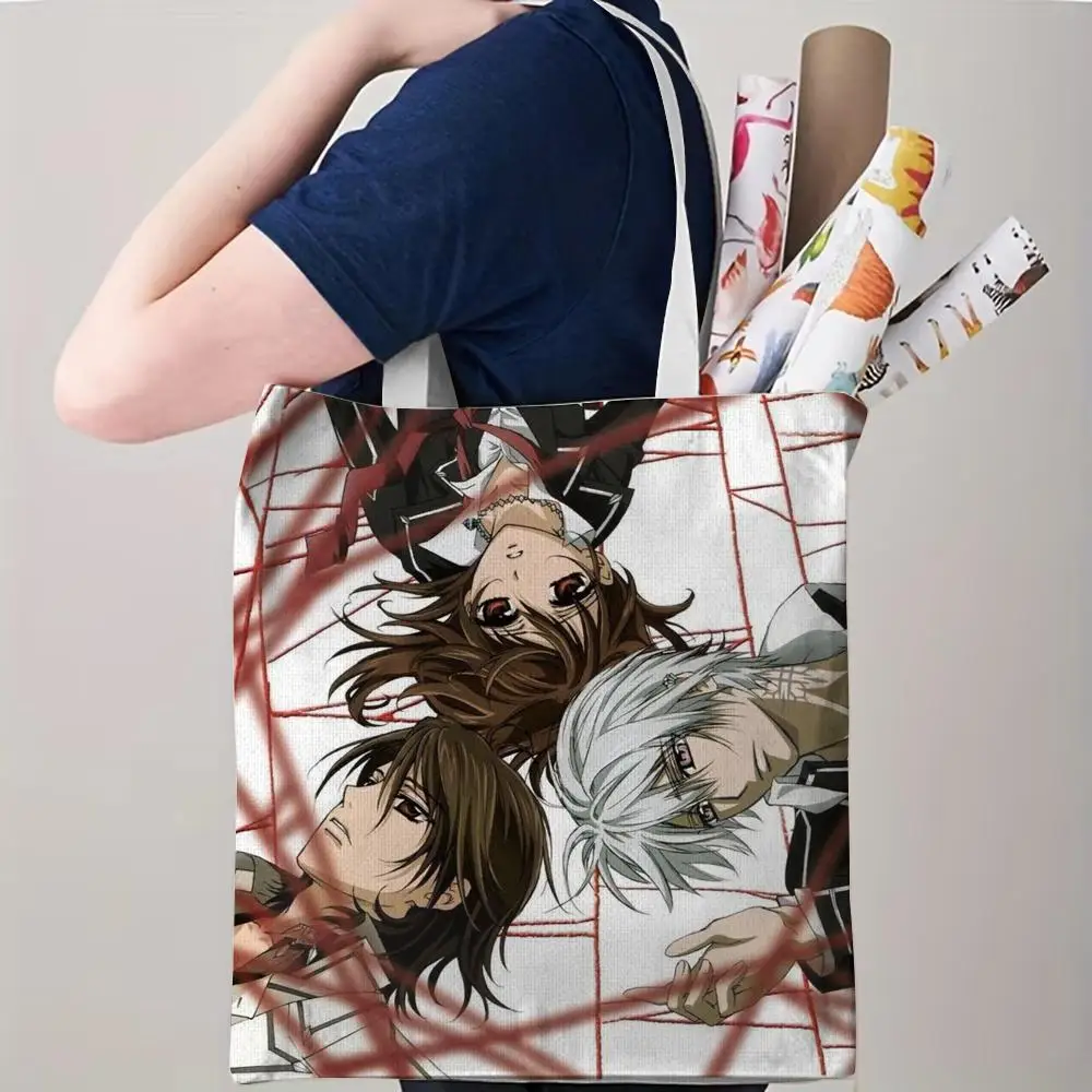 V-Vampire Knight Storage Bags Canvas Double-Sided Print Beach Bag Durable Lightweight Shoulder Travel Bag Gift Eco