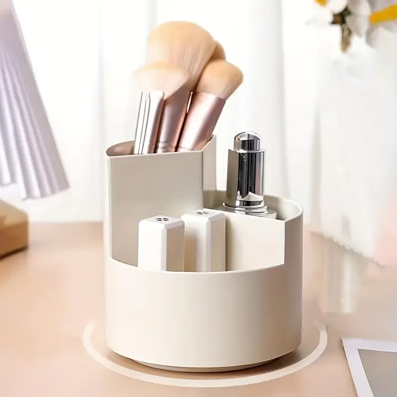 Makeup Brush Holder 360° Rotating Desktop Make Up Organizer Cosmetic Storage Box Lipstick Eyebrow Pencil Rack Jewelry Container