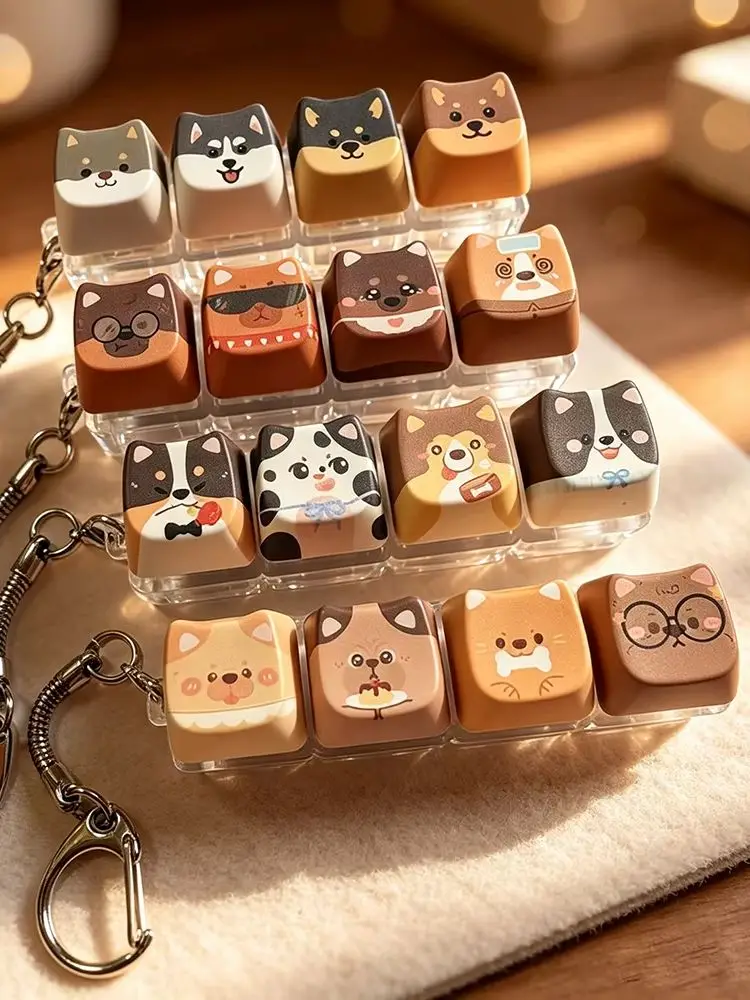Dog-shape Keychain Key Ring Pendant Mobile Phone Backpack Pendant Desktop Accessories Fingertip Office Decompression Press Tools