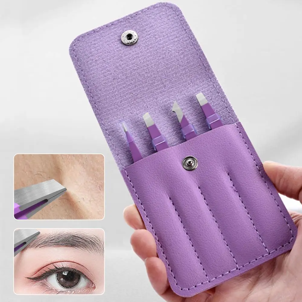 4 szt. Pęsety ze stali nierdzewnej, klipsy do brwi, pęsety do usuwania włosów i szorstkich elementów, narzędzia do makijażu rzęs do salonu kosmetycznego i użytku domowego