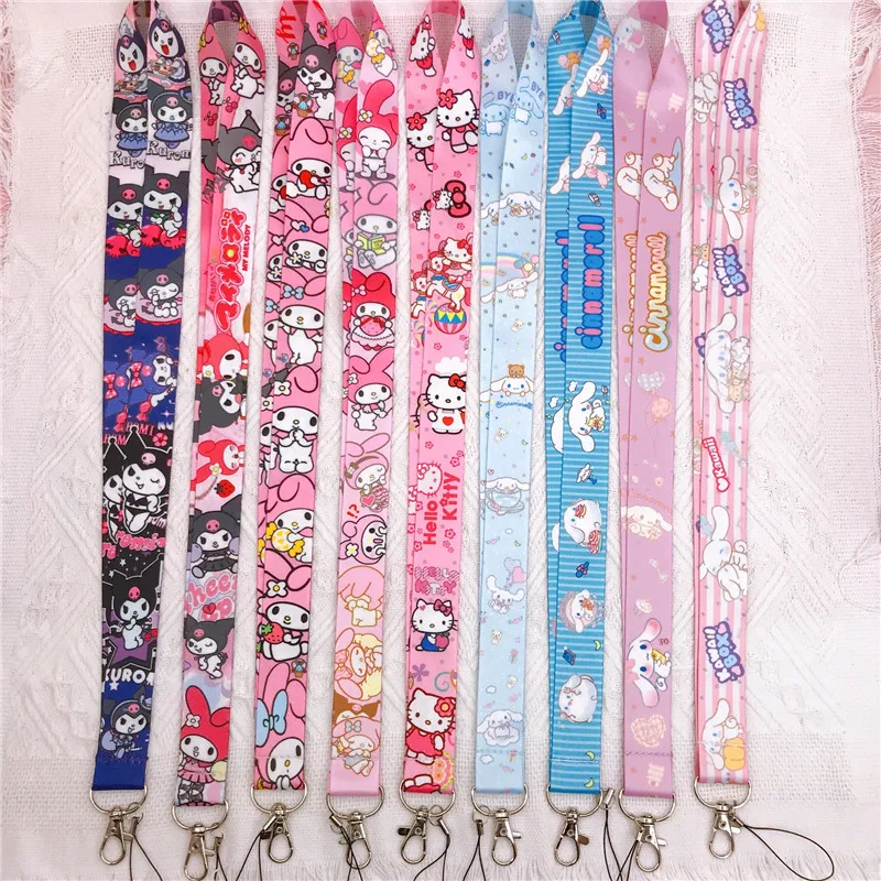 

Anime Hello kitty Mobile Phone Strap Hanging Cord Cartoon Anti Lost Rope Keychain Pendant Subway Card ID Diy Lanyard Gift