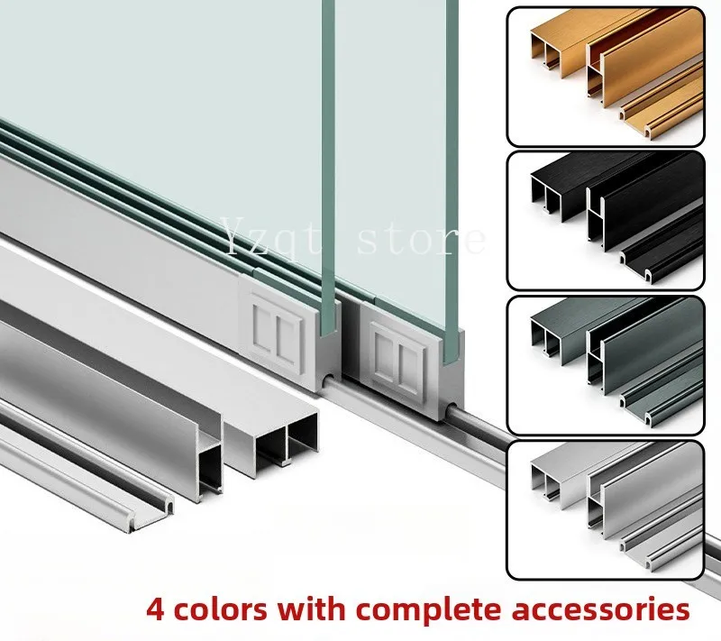 Glass Track Sliding Door Slide Double Chute Track Sliding Door Track Wine Cabinet Display Cabinet Up and Down Door Pulley