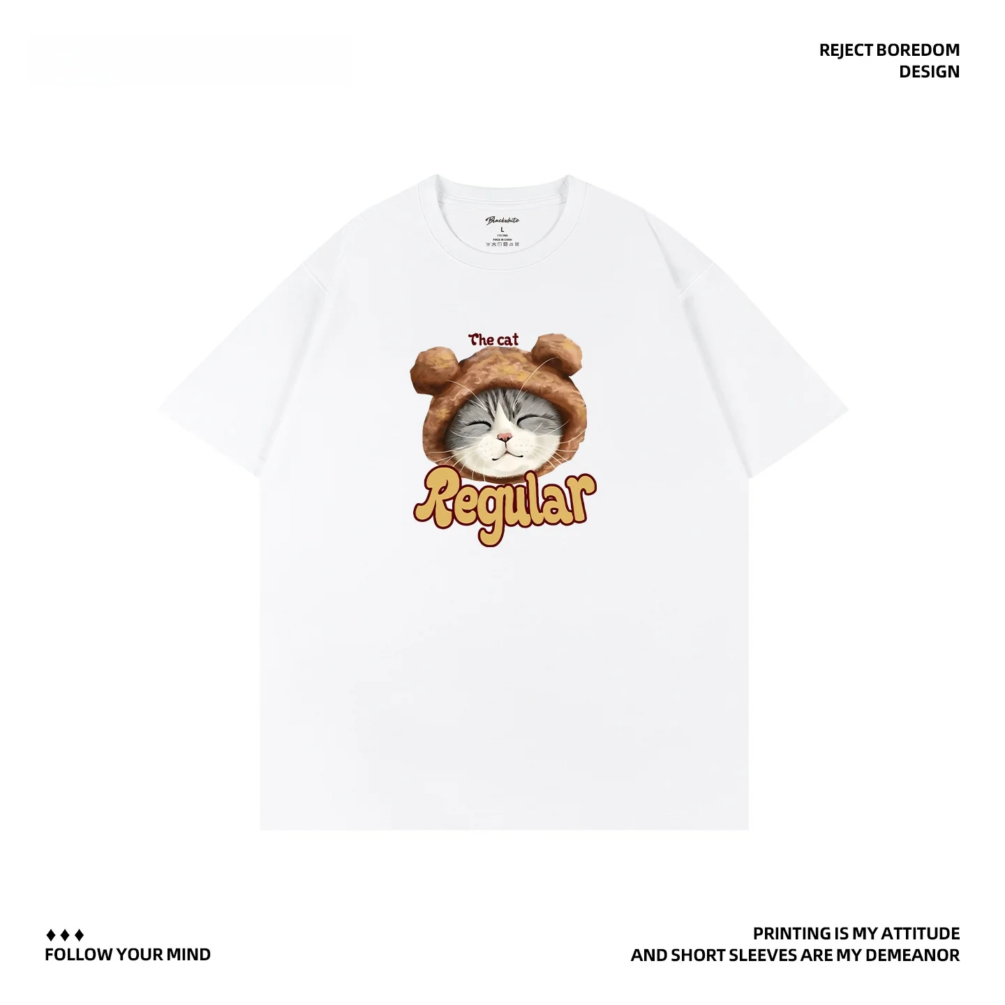 Camiseta solta de manga curta com estampa de desenho animado, unissex, algodão, sensação fresca, design original, tops para casal Q88