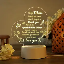 To My Mom NEW  3D Led Night Lamp Usb Room Decor Decoration Children Hoom Gift For Kids