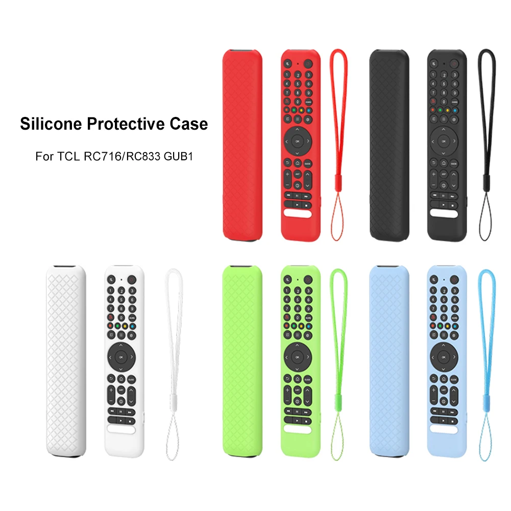 Silicone Remote Case for TCL RC716/RC833 GUB1 Protective Cover Anti-Slip TV Remote Control Case Anti-Drop Remote Protective Case