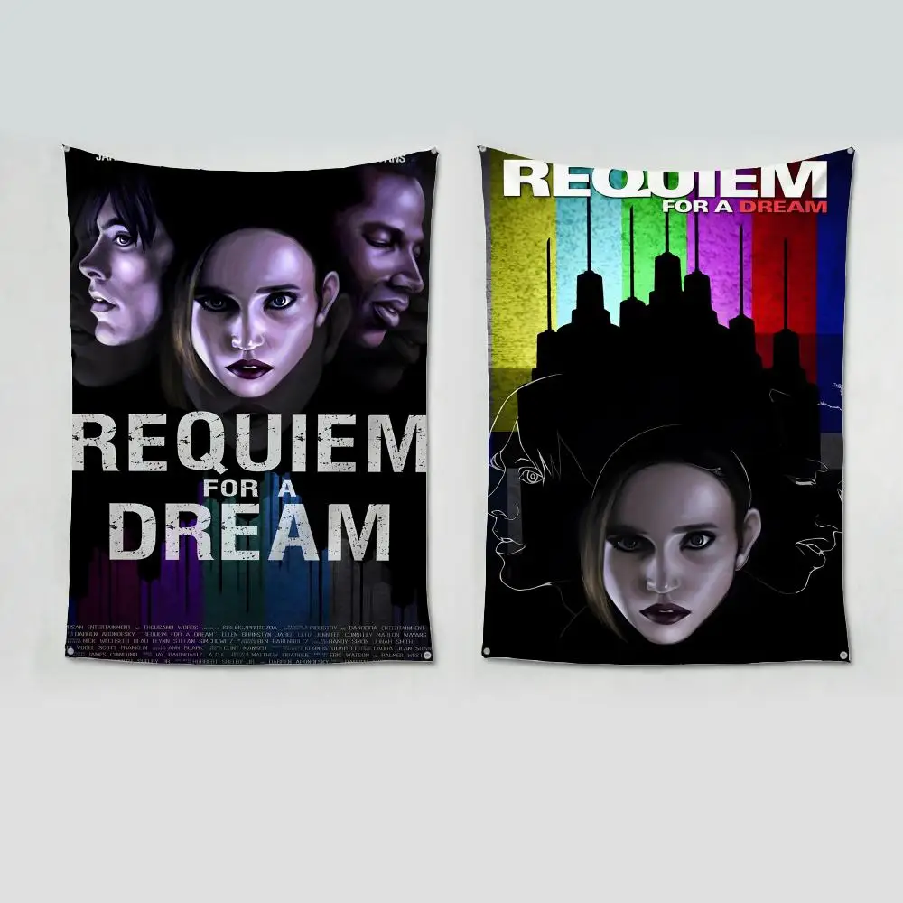 Intense Colourful R-Requiem for a Dream Flags four rings hanging no edging for art indoor use and outdoor decor