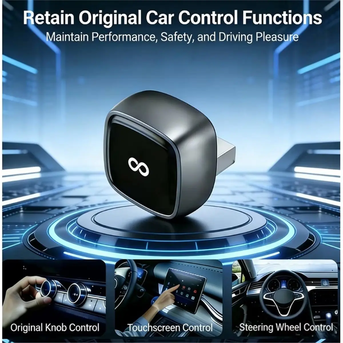 2-in-1 Wireless CarPlay Adapter Support for IOS & Android Auto, Bluetooth USB A & USB C Dongle Convert Wired to