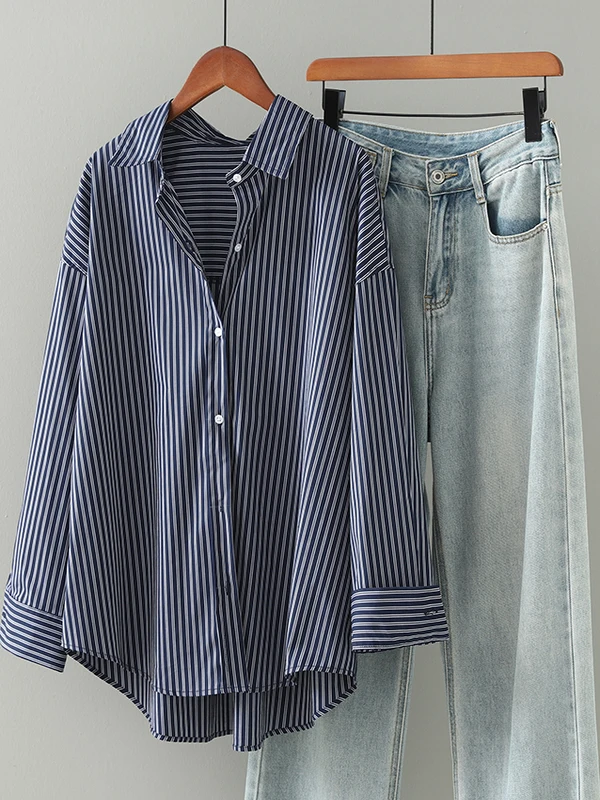 

Свободный длинный све в полоску irt, женский весенне-осенний дизайн, повседневный хлопковый удобный открытый кардиган Sle Faionable