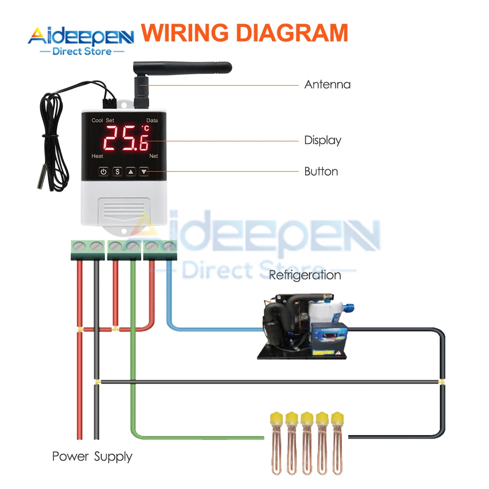 DTC1201 AC 110V 220V Thermostat NTC Sensor Digital Display WiFi Temperature Controller Electronic Digital Thermoregulator W3001