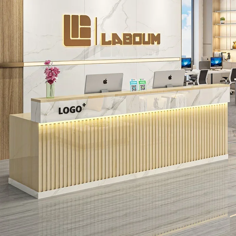 

Nordic Aesthetic Reception Desk Luxury Modern Reception Desk Display Trendy Storage Vintage Commercial Furniture