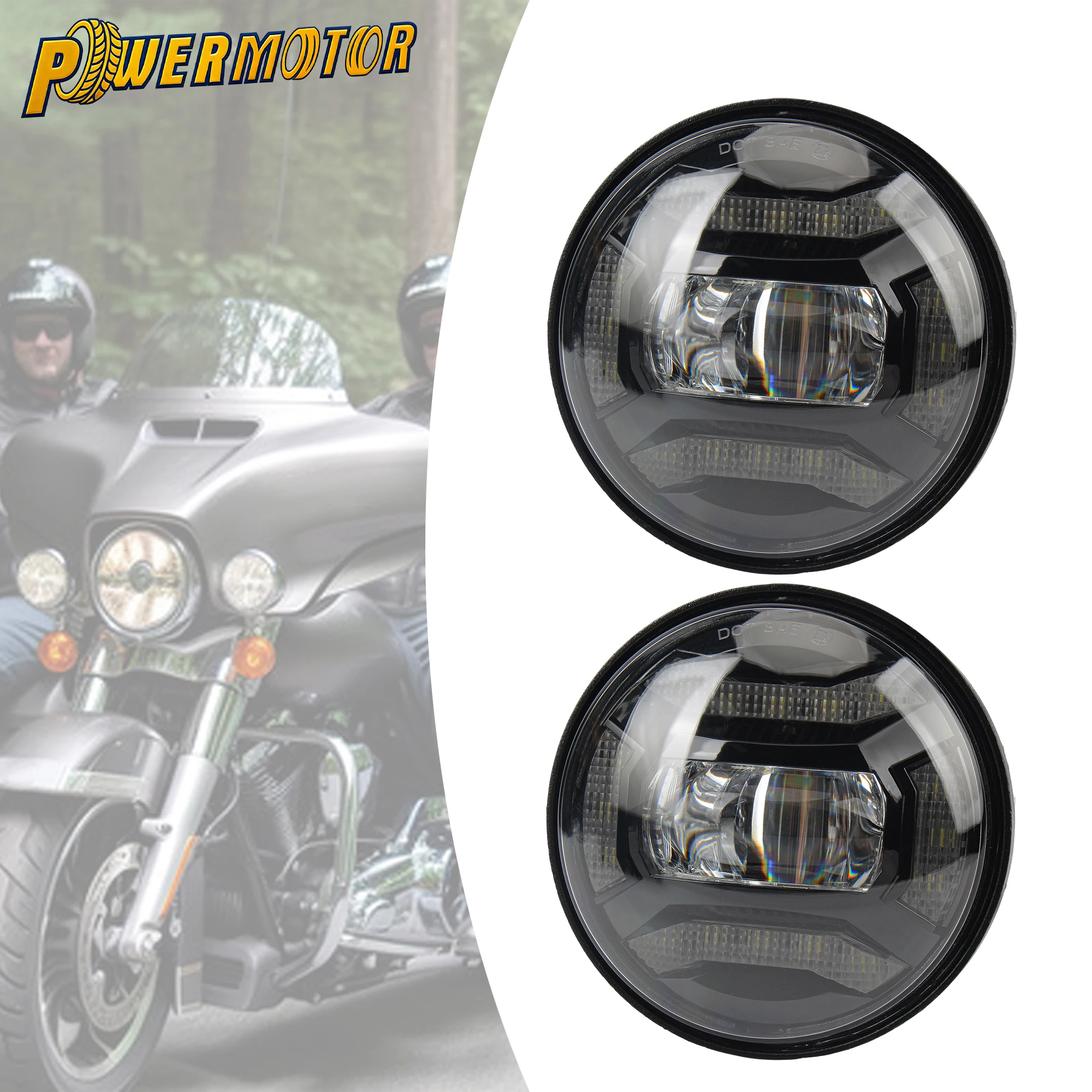 

4.5 Inch Motorcycle LED Fog Lights For Harley Electra Street Glide FLHR Road King Motorbike 30W Passing Auxiliary Lamp Spotlight