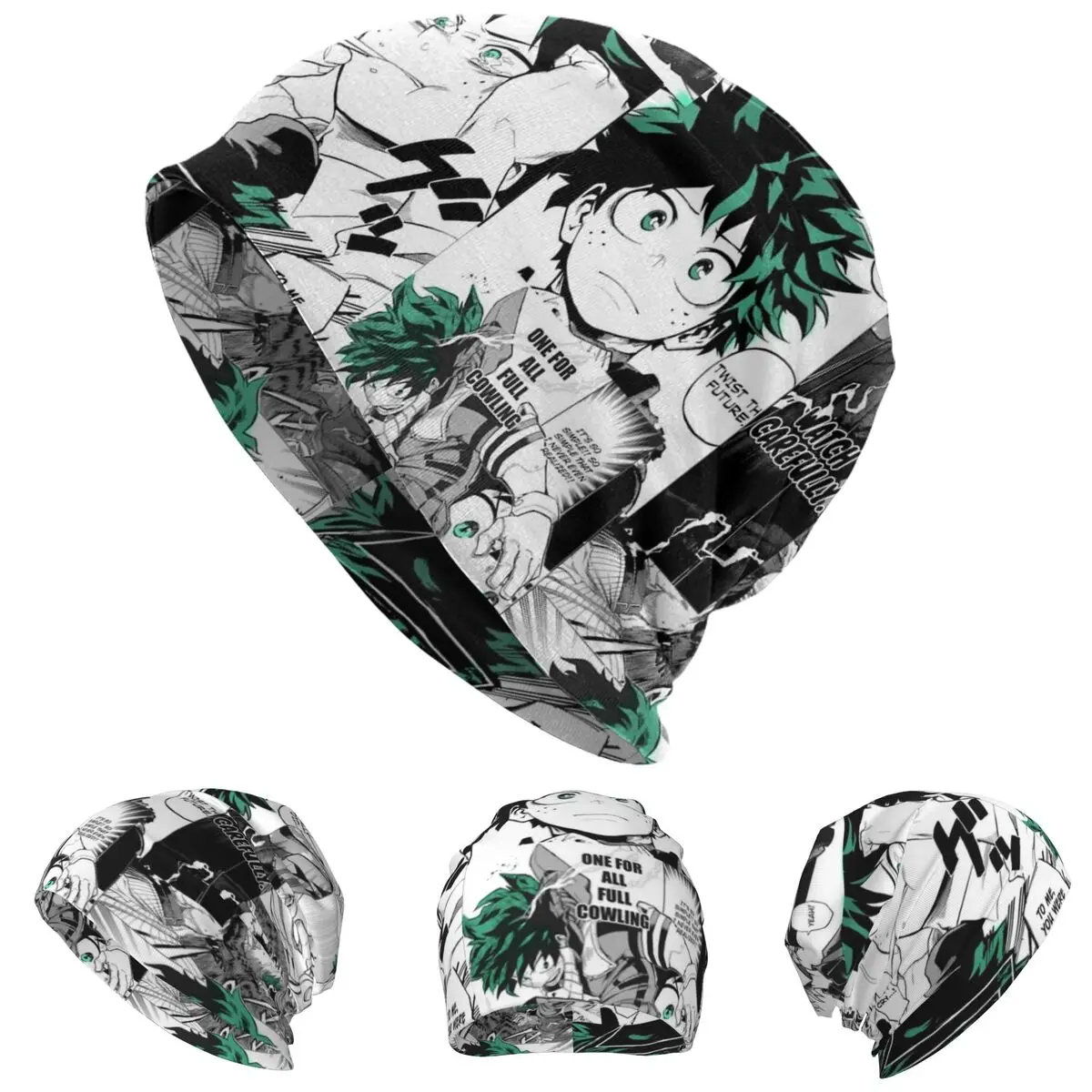 

My Hero Academia Deku Manga Collage Skullies Beanies Hats Warm Autumn Winter Outdoor Cap Knitted Bonnet Caps for Men Women Adult