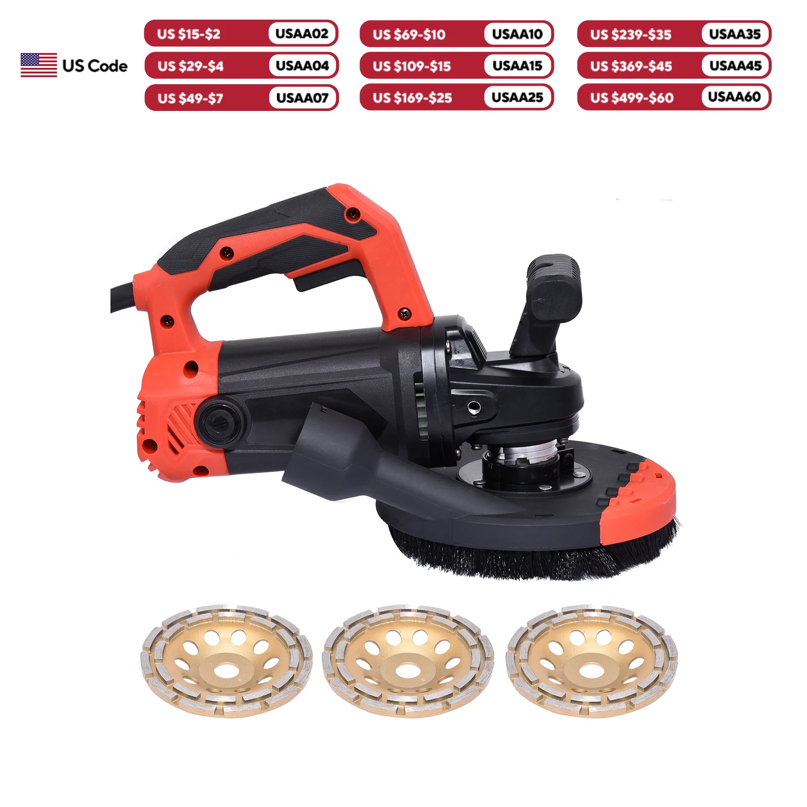1800W Electric Concrete Floor Grinder with Dust Extraction