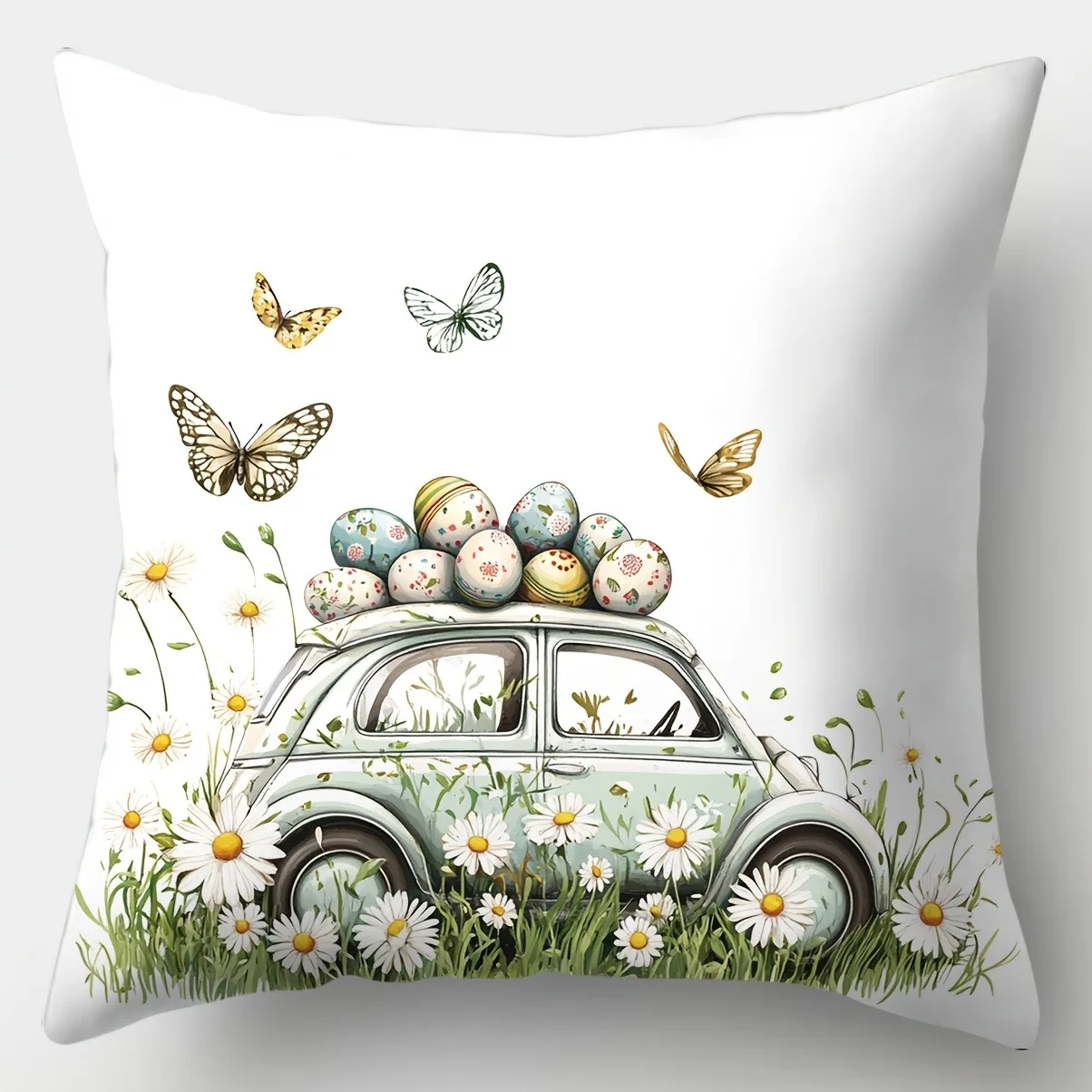 Happy Easter decoration pillowcase home Festive Decoration Flower Butterfly Rabbit Egg Print Living Room Sofa cushion cover