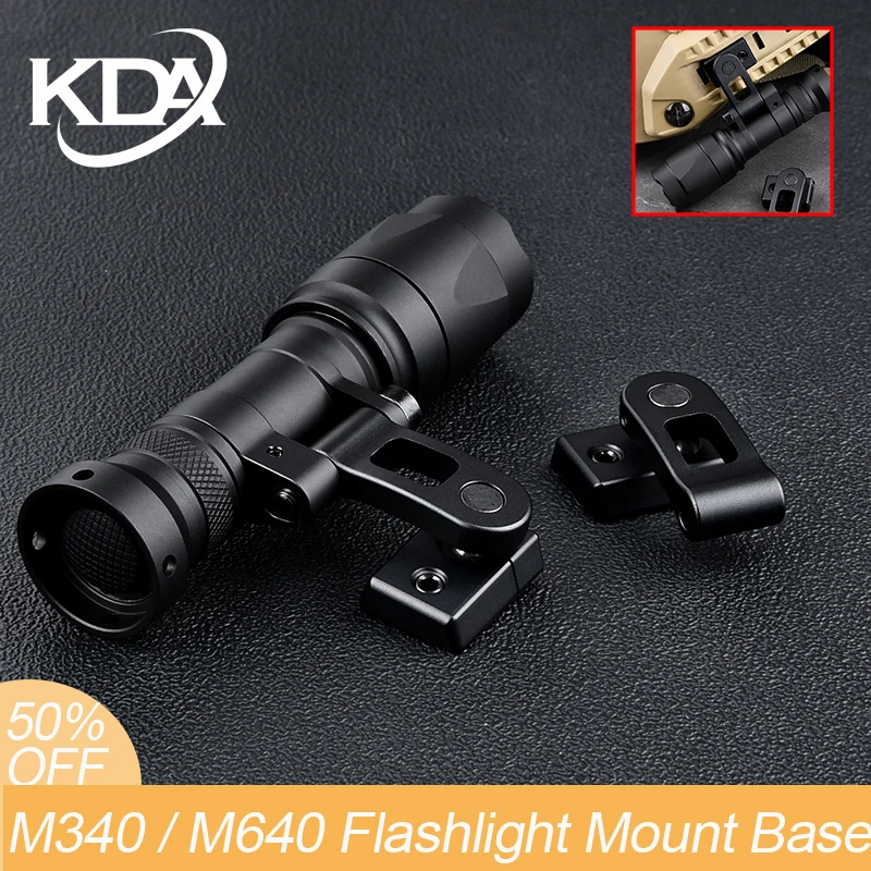 WADSN M340/M640 Series Flashlight Offest Base Scout Fast Hunting Weapon Fit Flashlight Base And Helmet Light With ARC Rail