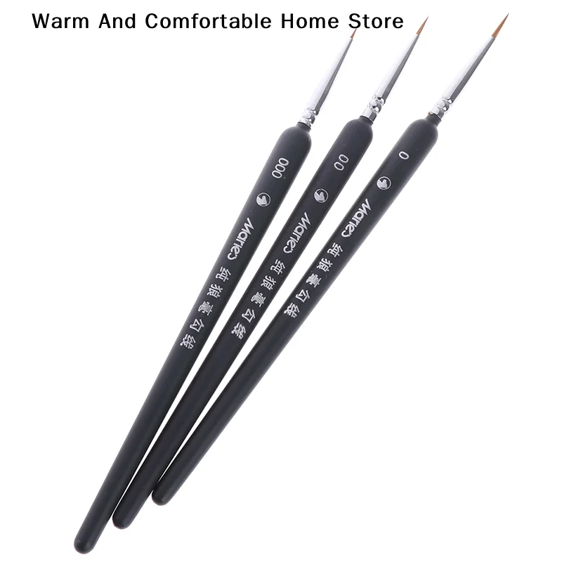【W】3Pcs 0/ 00/ 000 Gouache Watercolour Sketch Lines Pens Miniature Paint Wolf Hair Brush Professional Smooth Brushes For Art