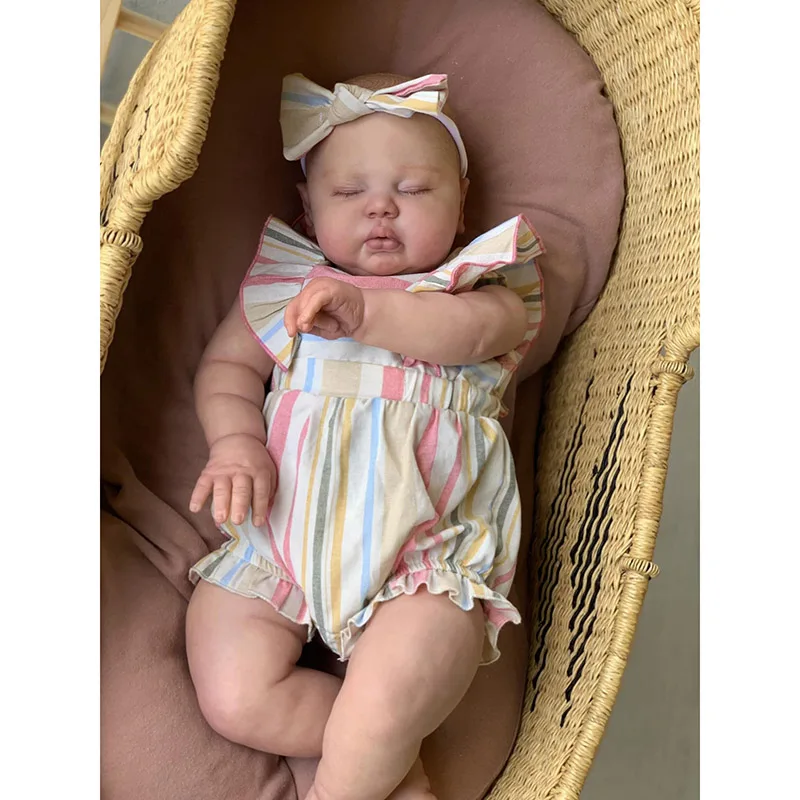 

60 см Pickle Reborn Sleeping Baby Doll 3D окрашенная кожа с видимыми венами Художественная ручная работа из мягкой ткани для тела настоящие детские куклы