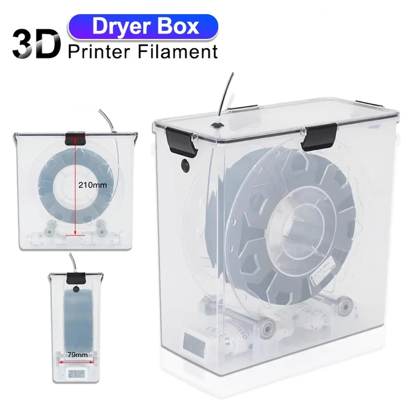 

3D Printer Filament Dryer Box Airtight Moisture-Resistant Real-Time Monitoring Tools Storage Box Holder for 3D Printing Parts