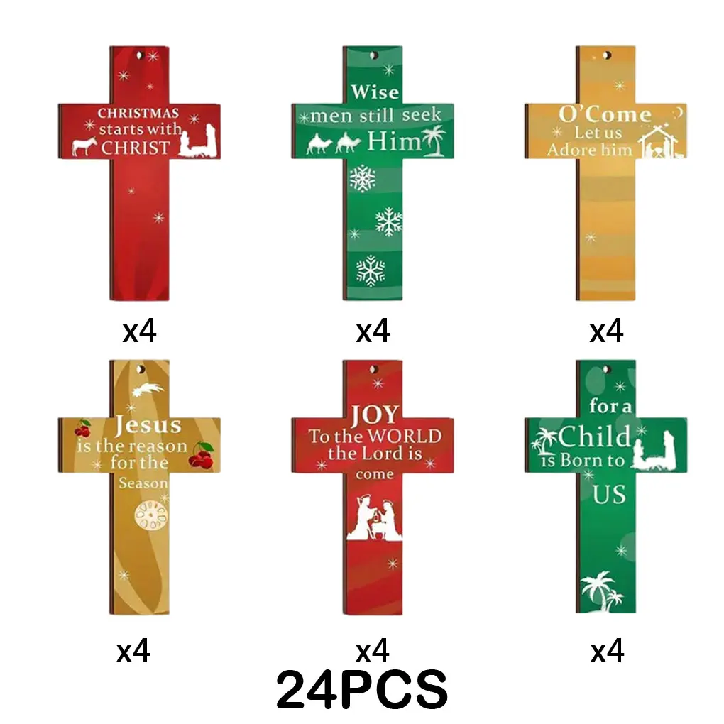 AssortedColor Christmas Tree Decor Wooden Cross – Symbol Of Faith And Holiday Cheer Ornament Hope