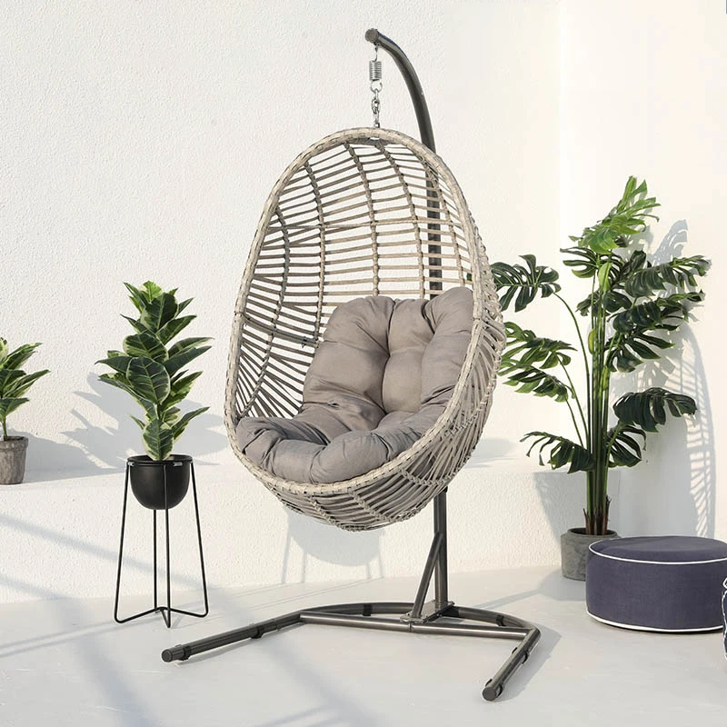 High Profit Swing Suspended Wicker Chair Suspended Garden Chair, Adult Size Rattan Black Flower Egg Swing Chair Indoor