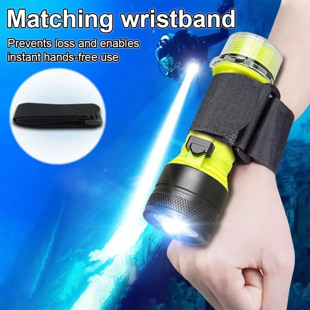 

Super Bright Diving Flashlight XHP50 LED IPX8 Waterproof Dive Torch High Power Type C Rechargeable Underwater Torch