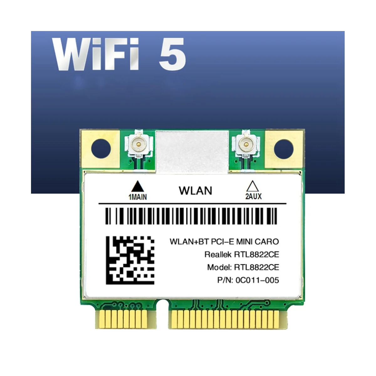 Kit de tarjeta WiFi y antena RTL8822CE, 1200Mbps, 2,4G + 5Ghz, red 802.11AC, Mini PCIe BT 5,0, compatible con ordenador portátil/PC Windows 10/11