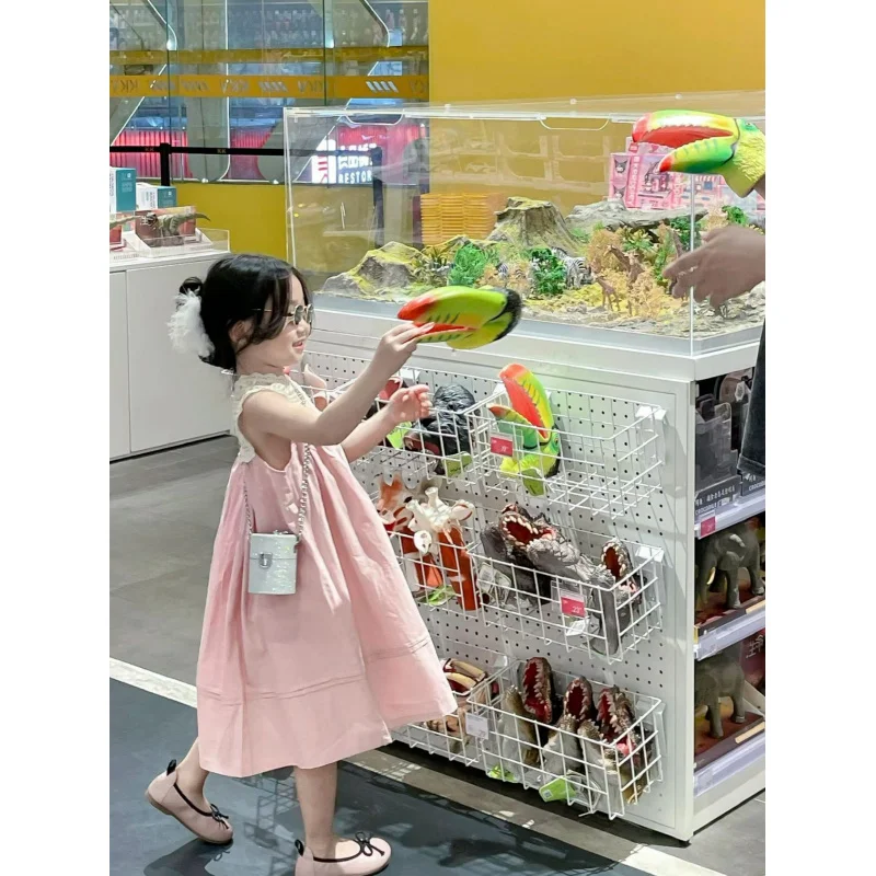

Korean Children's Clothing2025Girls' Summer Princess Dress Elegant Niche Lace Dress Patchwork Sleeveless Stylish Tank Dress