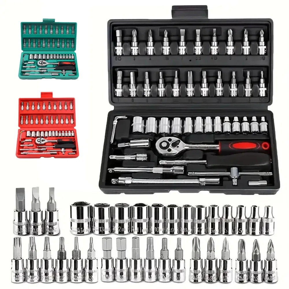 

NEW Car Repair Tool Kit 46/53 Piece/Set Socket Set Car Repair Tool Ratchet Torque Wrench Combo Auto Repairing Tool Set