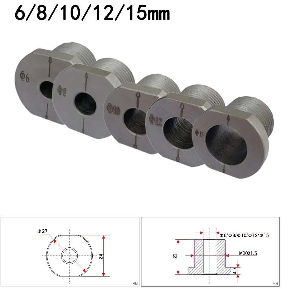 3 In 1 Hole Punch Accessory Metal Drill Sleeve 6/8/10/12/15mm Doweling Jig Drill Bushing For Round Wood Tenon Punching Device