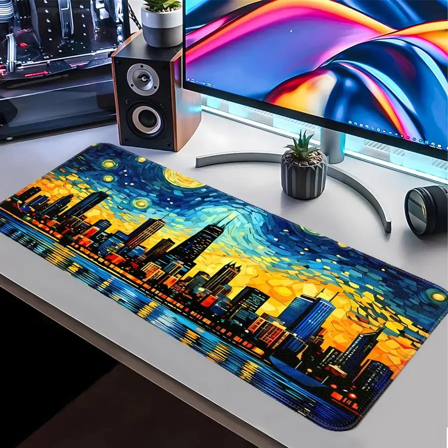 Mouse Pad Game Console Pad Computer Laptop Pad office Pad Keyboard Mouse Pad Desk accessories Waterproof Van Gogh Starry Night
