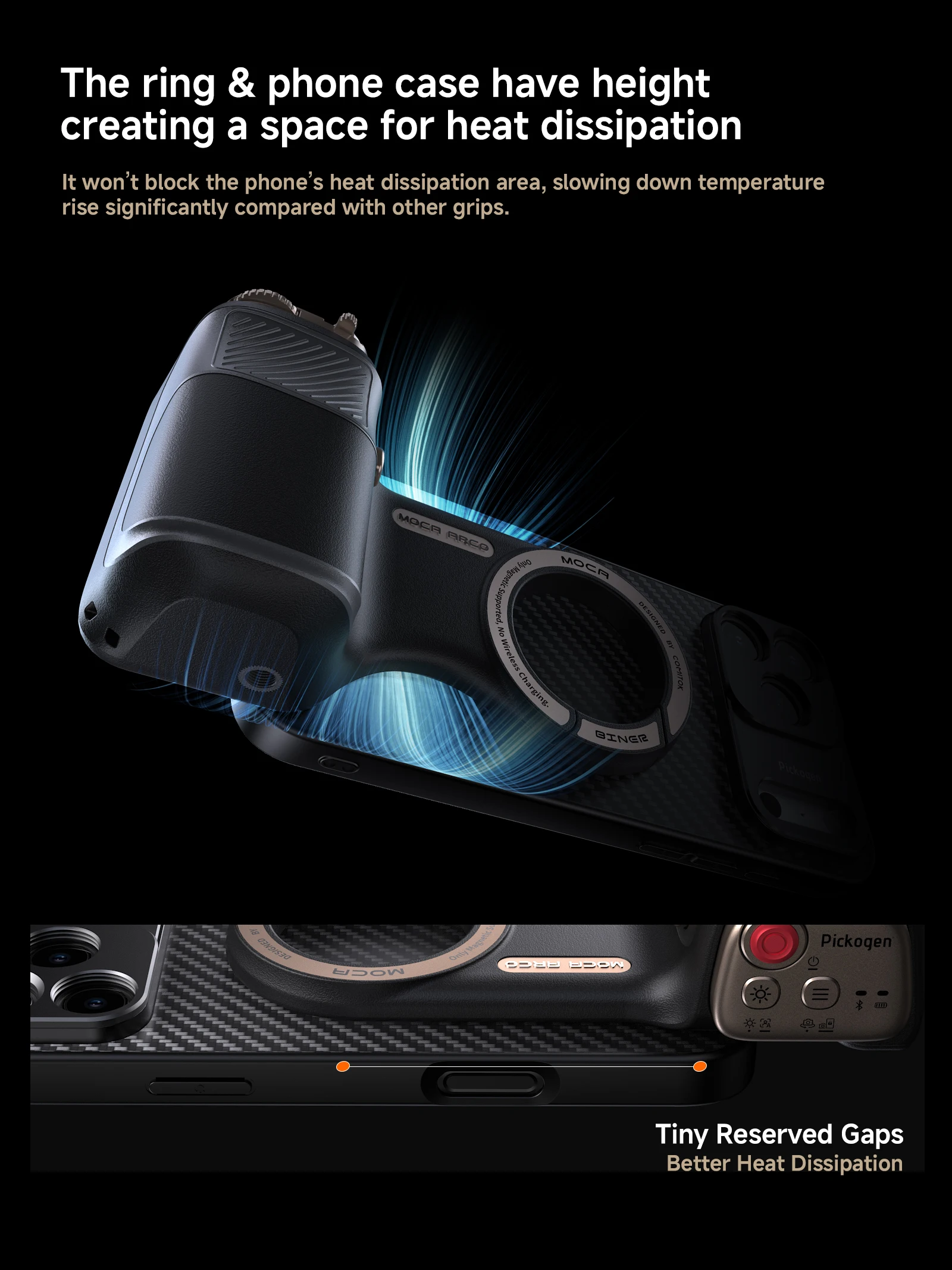 PICKOGEN Magnetischer Fotografie-Handgriff-Kit für iPhone 16/17 Pro Max Abnehmbarer Fernbedienungsgriff mit 17mm Gewinde Handyhülle – Detail 7