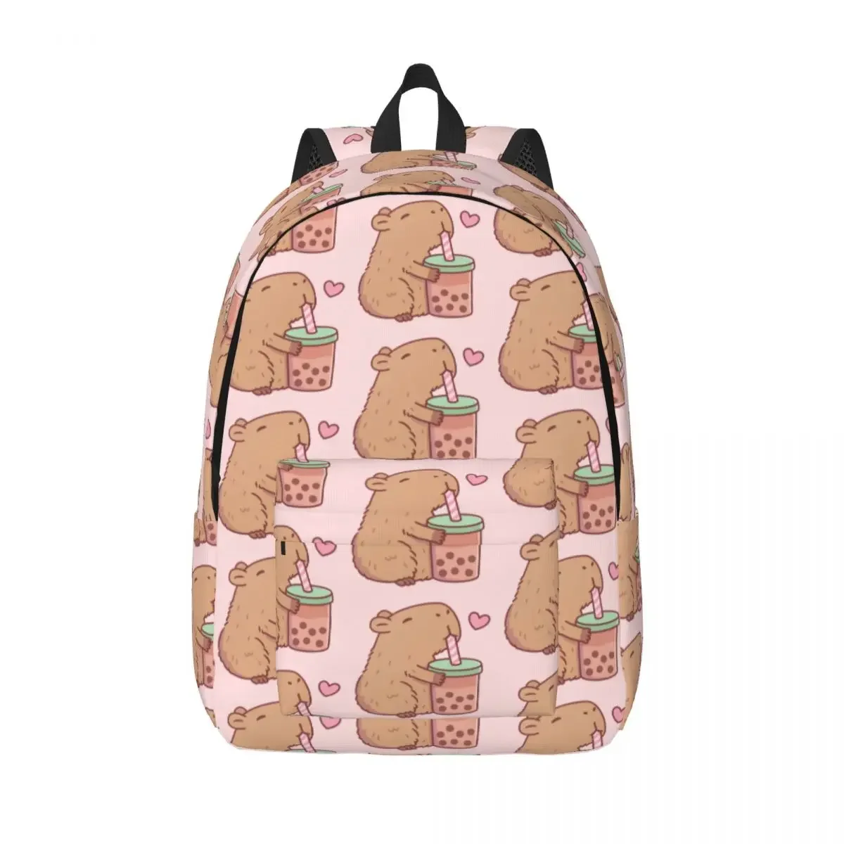 

Custom Capybara Drinking Milk Tea Canvas Backpack Women Men Basic Bookbag for College School Mangas Bags