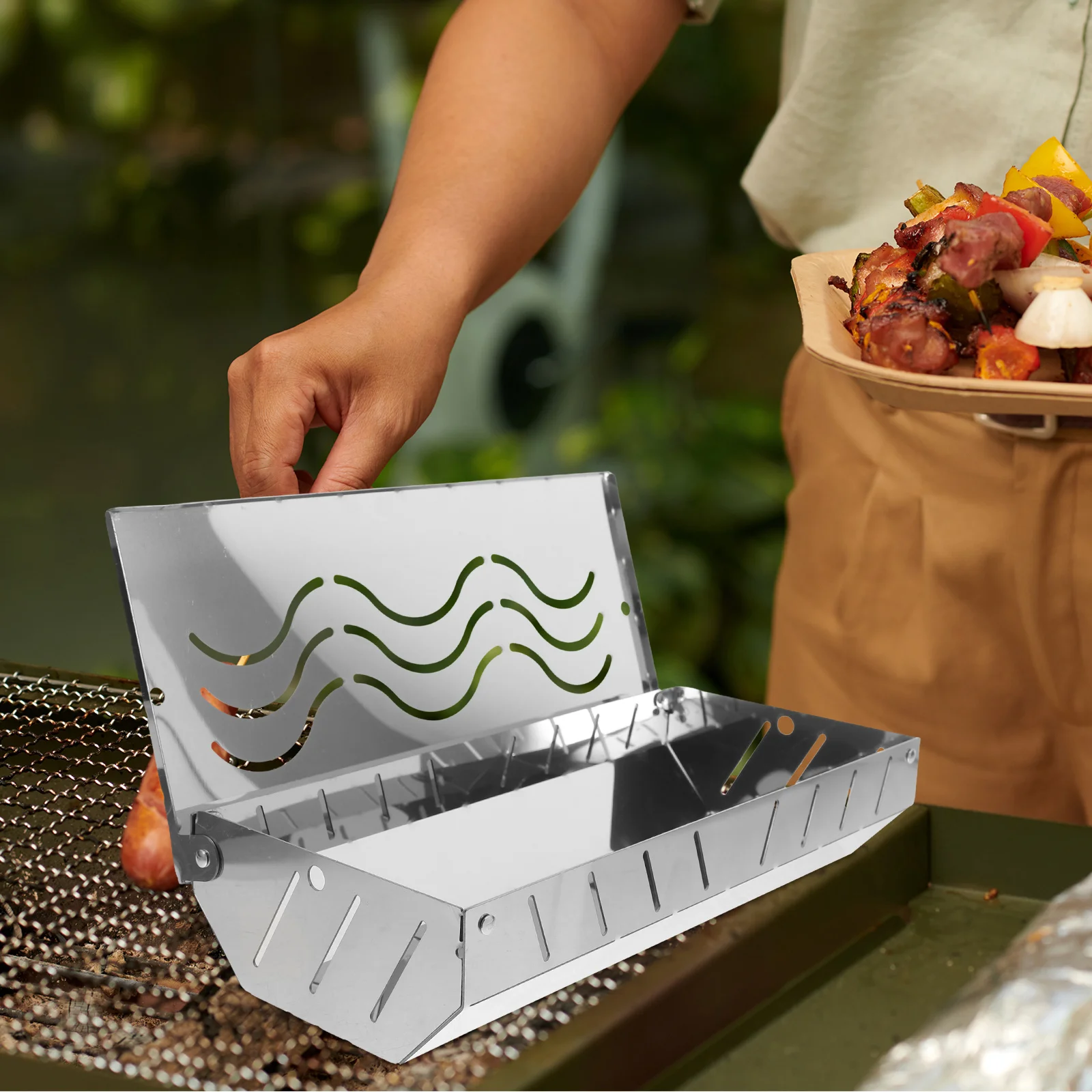 

2 Pcs Sawdust Box Charcoal Bbq Barbecue Utensil Tool Gas Accessories Basket