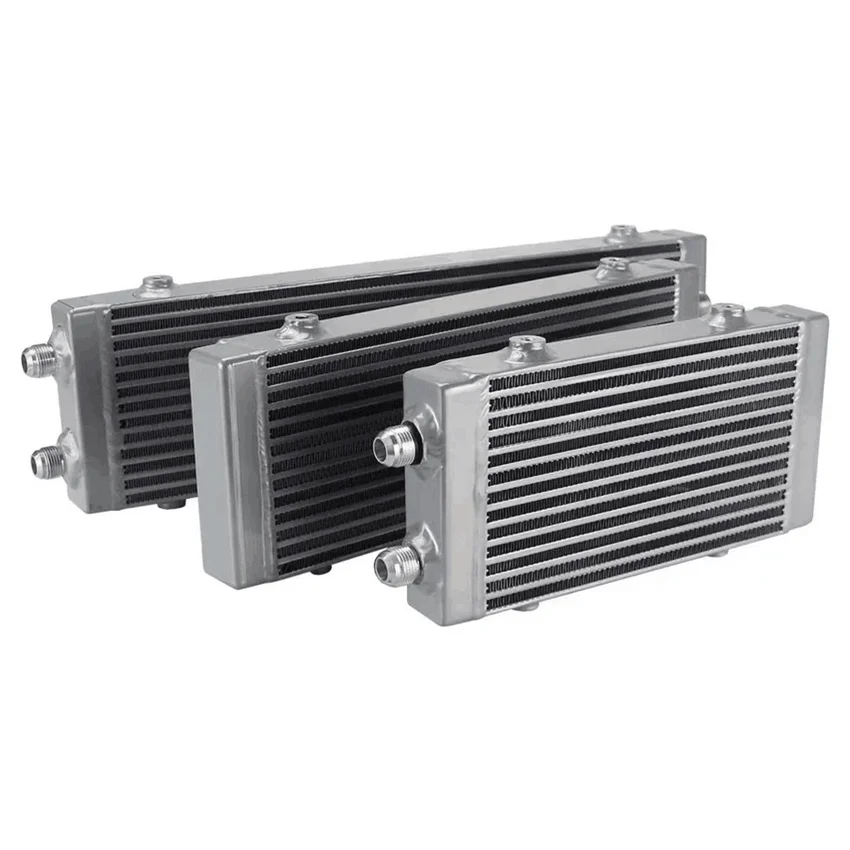 

Universal Medium Bar and Plate Dual Pass Oil Cooler Core AN10 Single Cross Flow Oil Radiator Black/Silver 1PCS Car Retrofit
