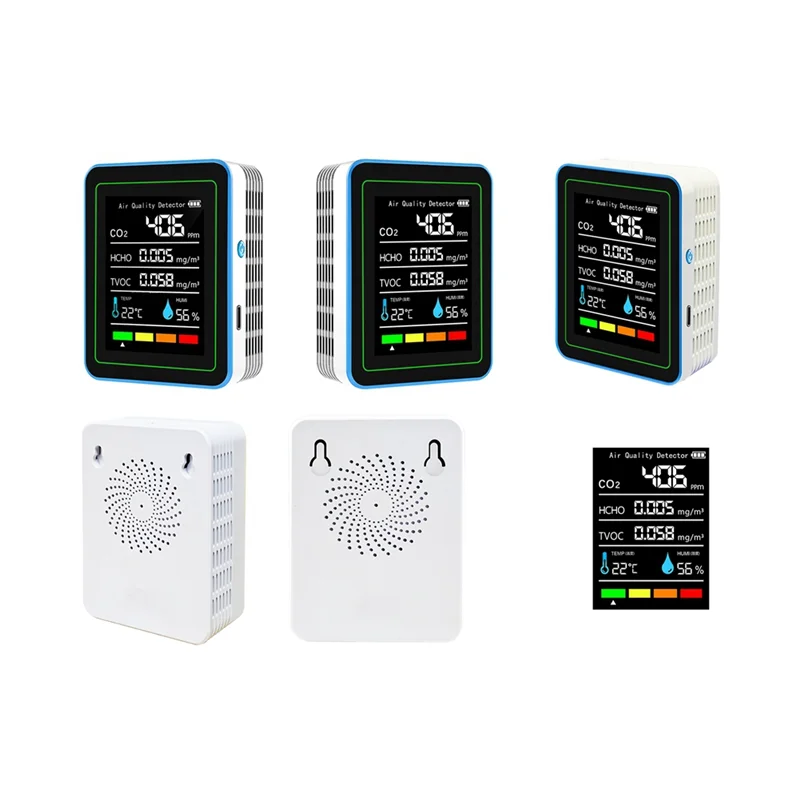 Y22A-5 In 1 공기 품질 모니터 TVOC HCHO 온도 습도 CO2 측정기, USB 충전식 CO2 감지기