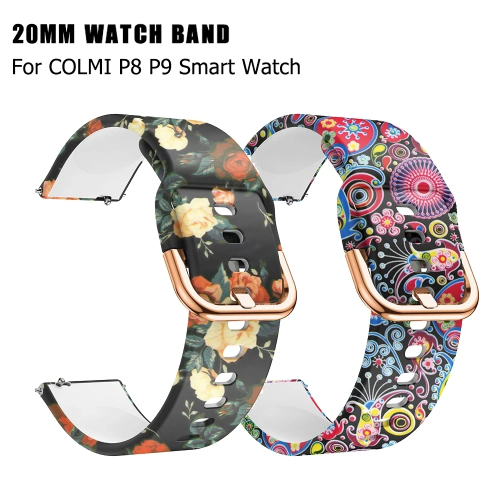 สายซิลิโคนแฟชั่นพิมพ์ลายสีสำหรับ P8 P12 colmi Plus Pro colmi P10 V31 P9 V23 Pro สมาร์ทวอท์ชกำไลข้อมือ