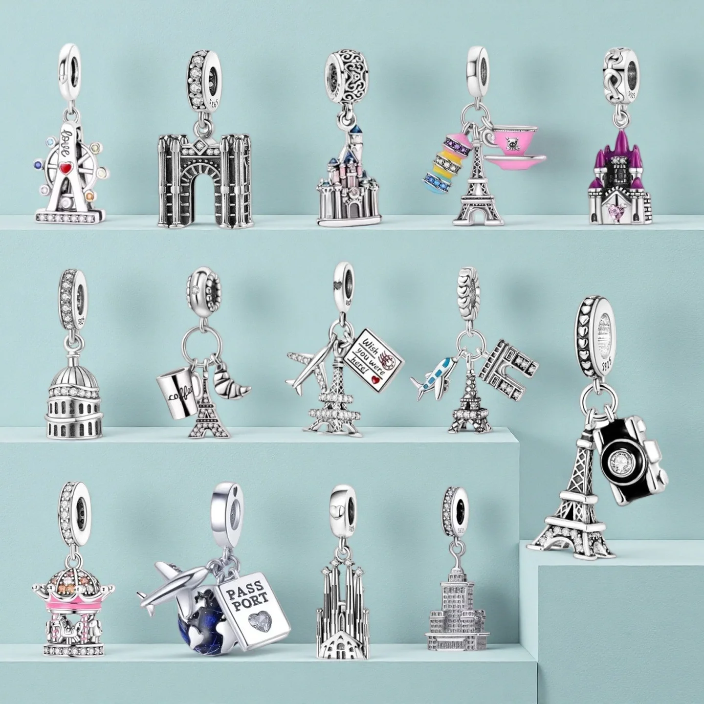 Jewelry Making Paris - Travel Series Original Charms 925 Silver