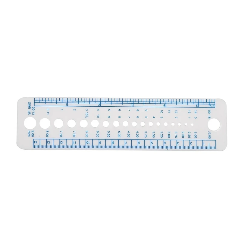 DONG Plastic All In Measure Ruler Useful Needle Gauge Sewing Ruler Circle Holes Template Ruler for Creative Knitting Tool