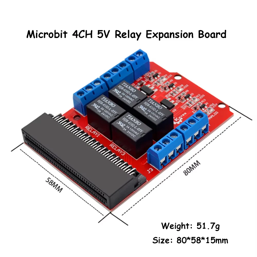 DIY Programming Educational Kids Micro:bit 4 Channel Relay Module Shield 5V High Trigger Class Teaching Microbit Expansion Board