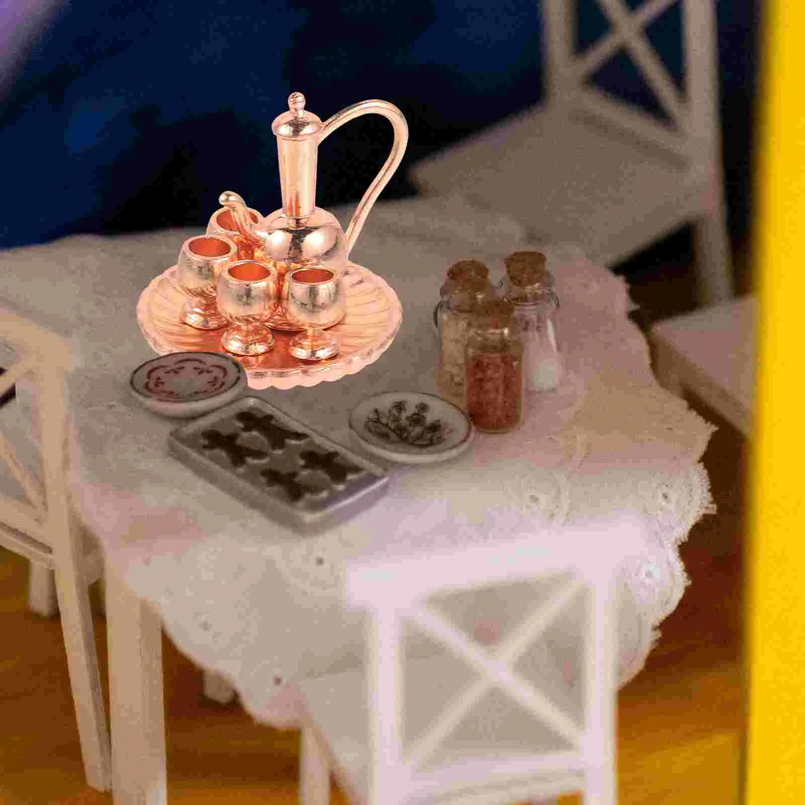 

Mini Disc Tea Set Micro Dollhouse Decoration Miniature Accessories Dolls Accessory Teaware Kitchen Toys Teapot Pots