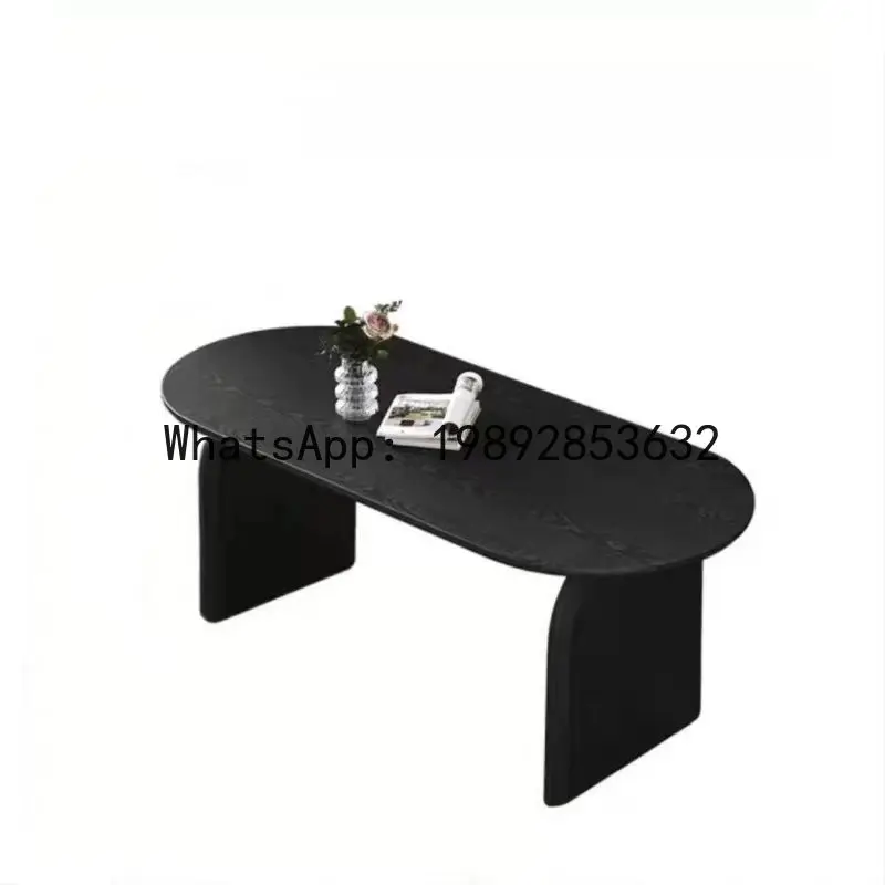 

LYY Vintage Dining Table Solid Wood Black Oval Small Apartment Negotiation Dining French Style Home Dining and Chairs