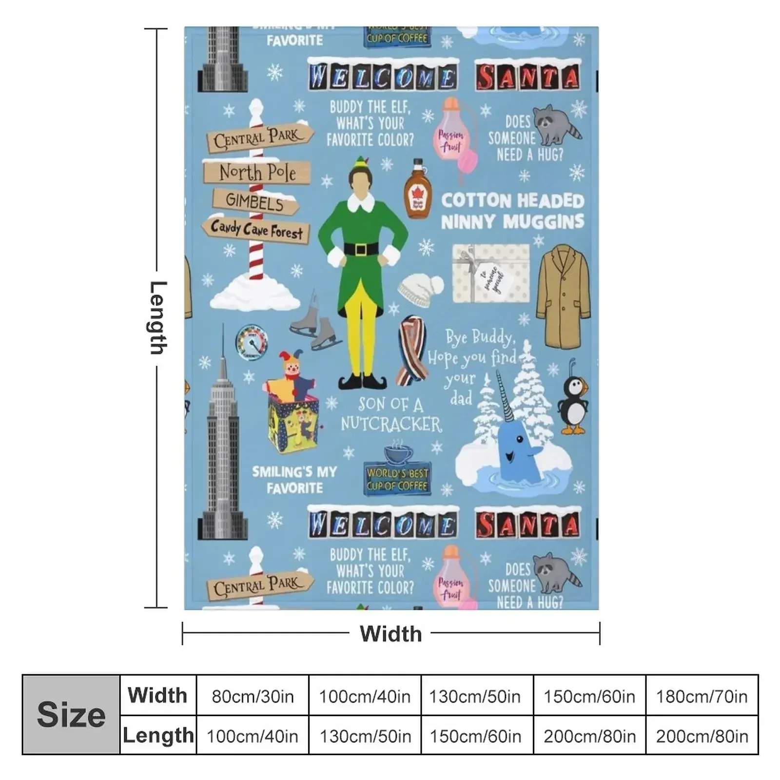 Buddy the Elf collage, Blue background Throw Blanket Soft Beds Tourist Blankets