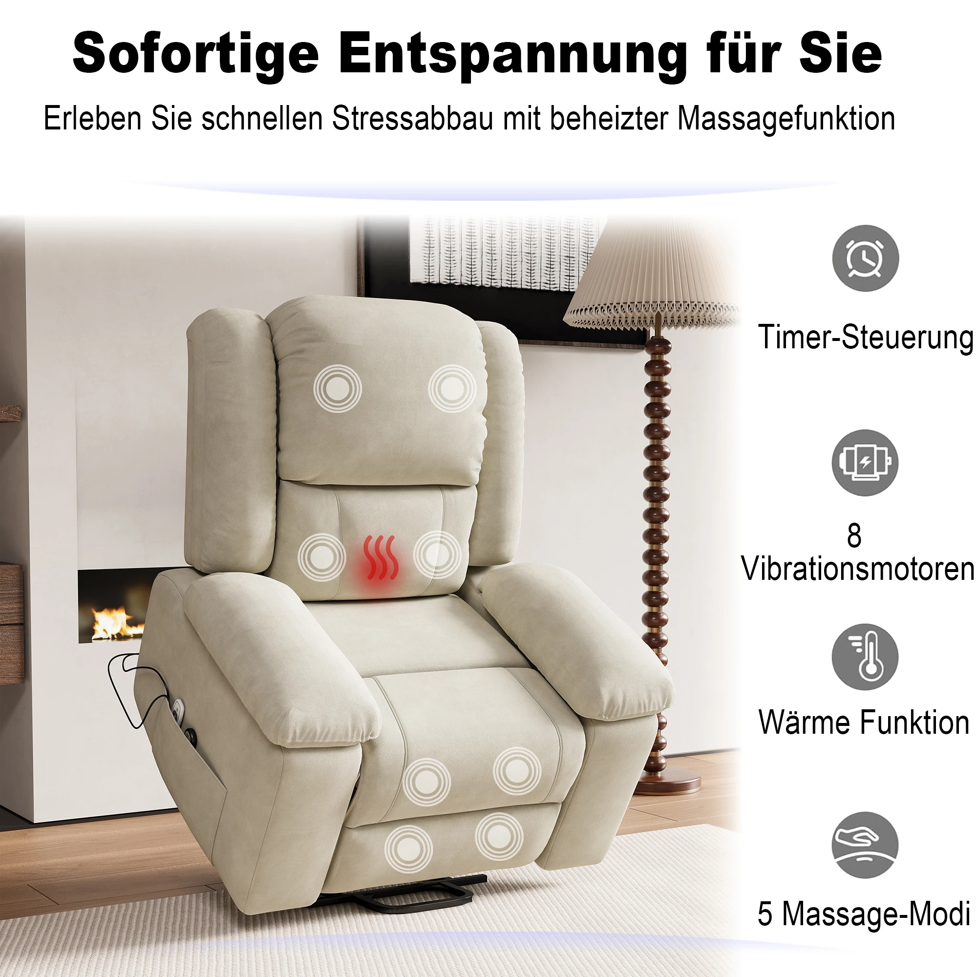 كرسي التدليك الكهربائي من Anajqaqia، نموذج قائم (مع وظيفة التسخين القطني)