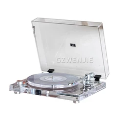 Vinyl Record Player / Dustproof Cover Modern Acrylic Transparent Record Player 33/45RPM Turntables Gramophone Phonograph