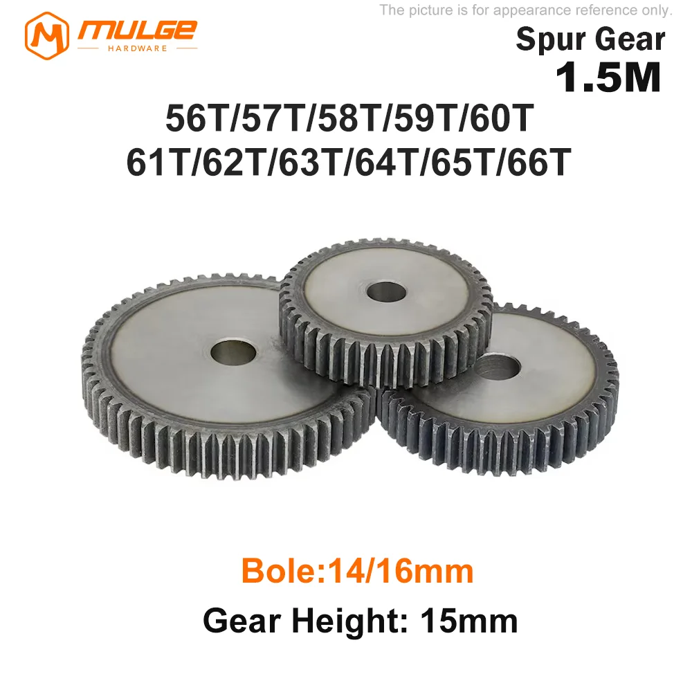 

Pinion Gears 1.5M-56T/57T/58T/59T/60T~64T/65T/66Teeth SC45# Carbon Steel Cylindrical Gear High Frequency Quenching Teeth