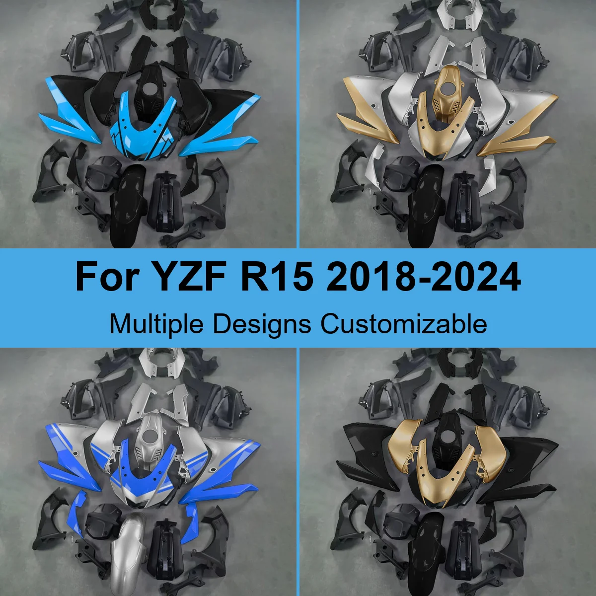ABS Full Fairing Kit fit for YZF R15 2018-2024 V3 V4 Injection Molded ABS Full Panels Cowl Covers Spares Sets Parts
