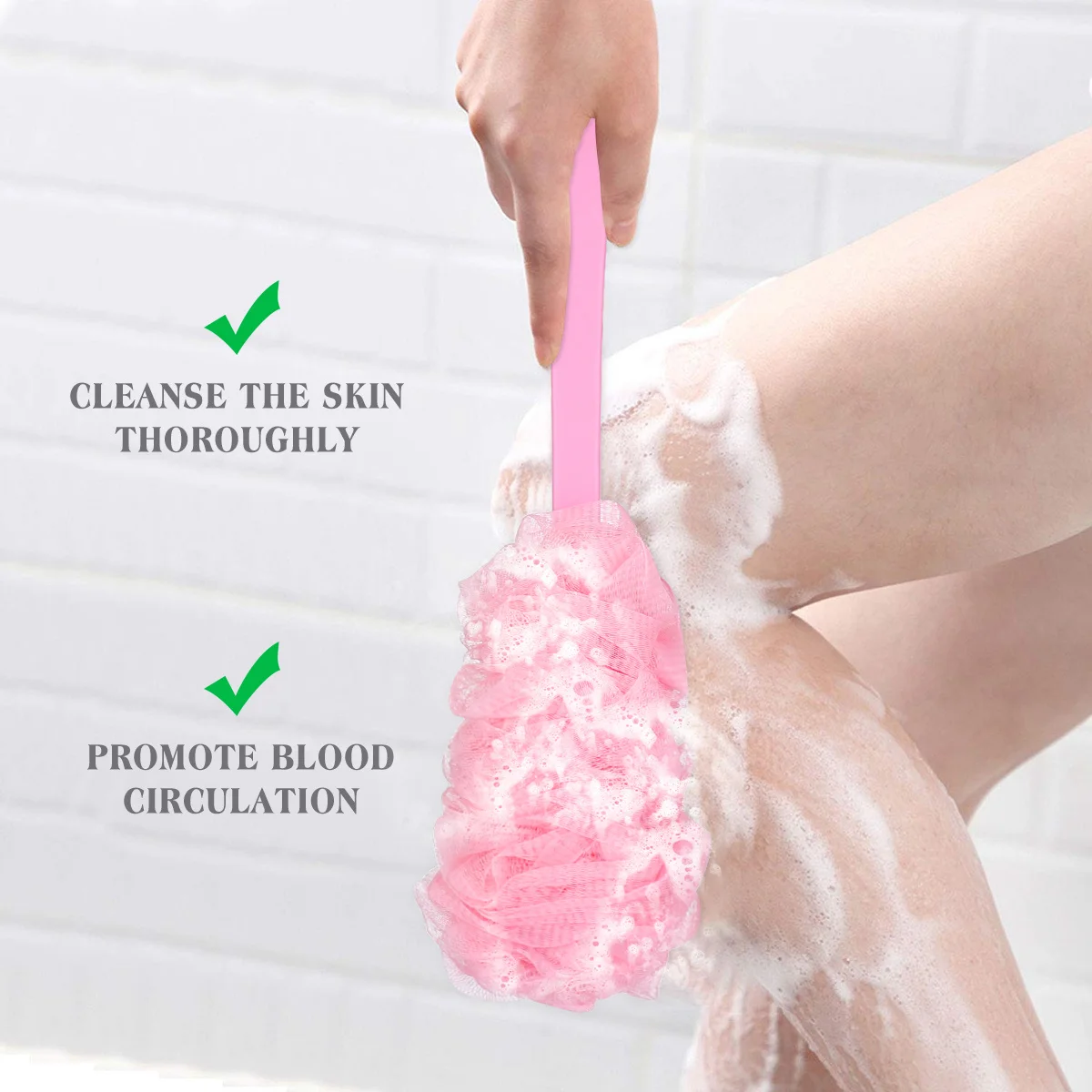 3 قطع فرشاة حمام بمقبض طويل، فرشاة خلفية ممتازة للاستحمام وتقشير الجلد الميت، ملحقات الحمام الجلدية الغنية #1