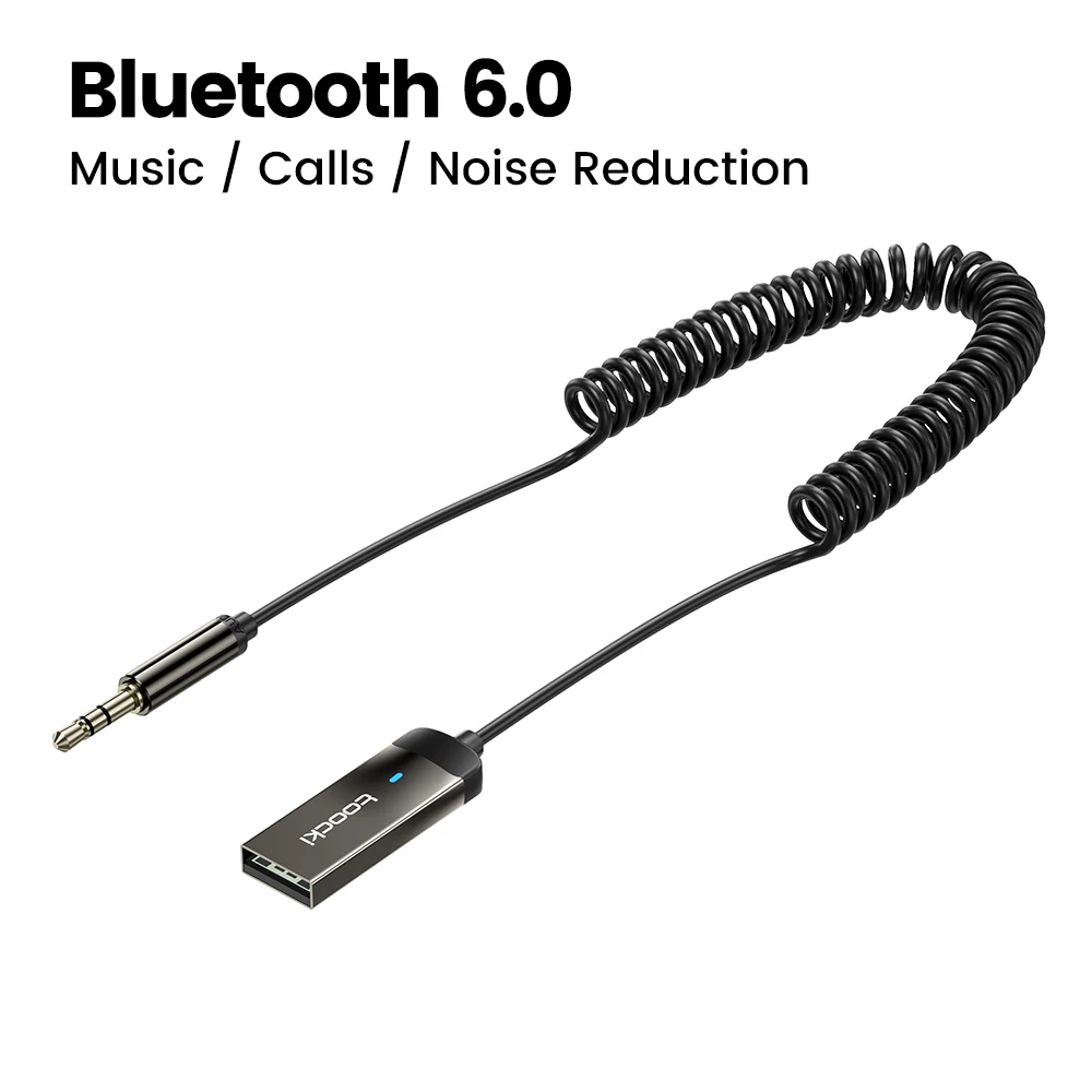 Toocki Bluetooth 6.0 Aux-adapter voor auto USB naar 3,5 mm jack Ruisonderdrukkende auto Bluetooth-adapter Audio-ontvanger Zender
