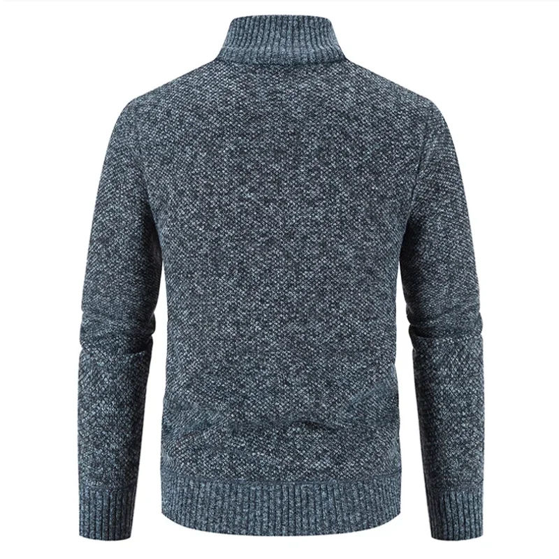 2023Autumn Winter Jacket Men Coats Casual Stand Collar Zip Solid Color Sweater Men Slim Fit Thick Warm Fleece Knitting Pullovers